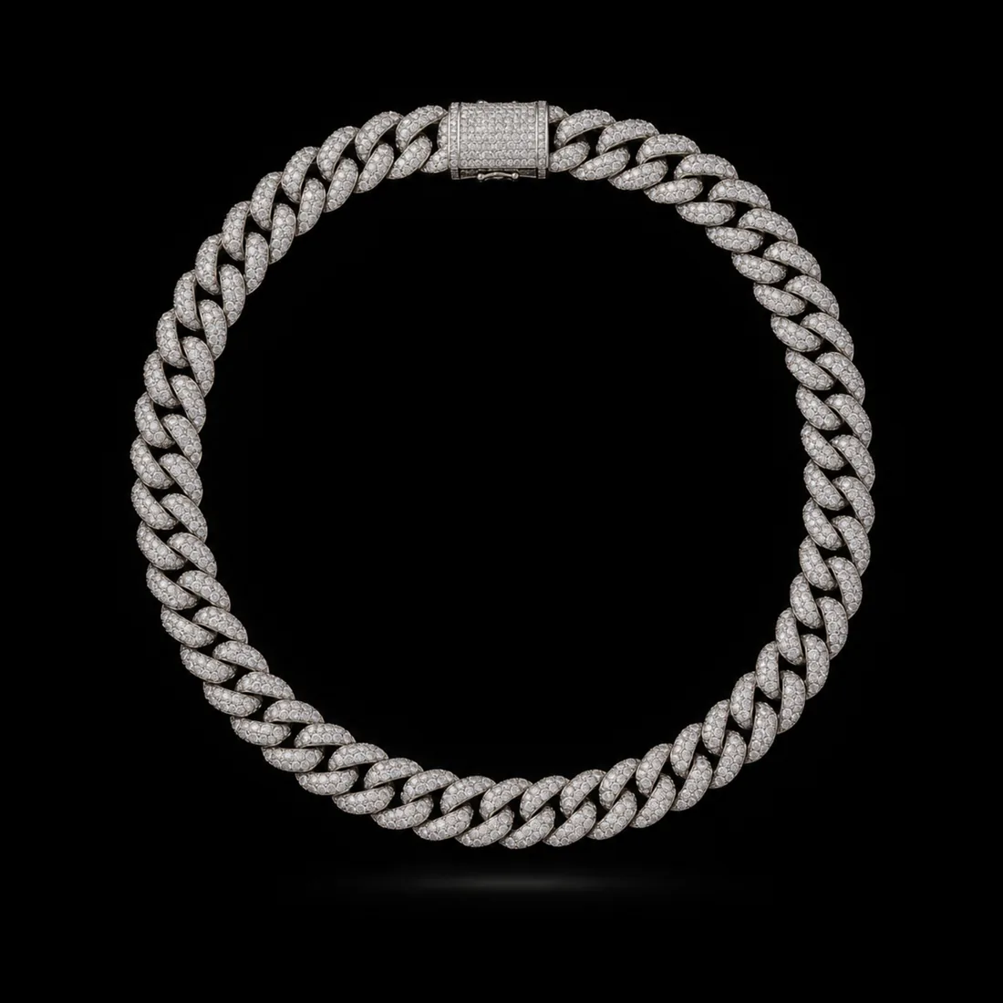 Cuban Link Chain, Iced Silver — Standard tier, The Outfit House