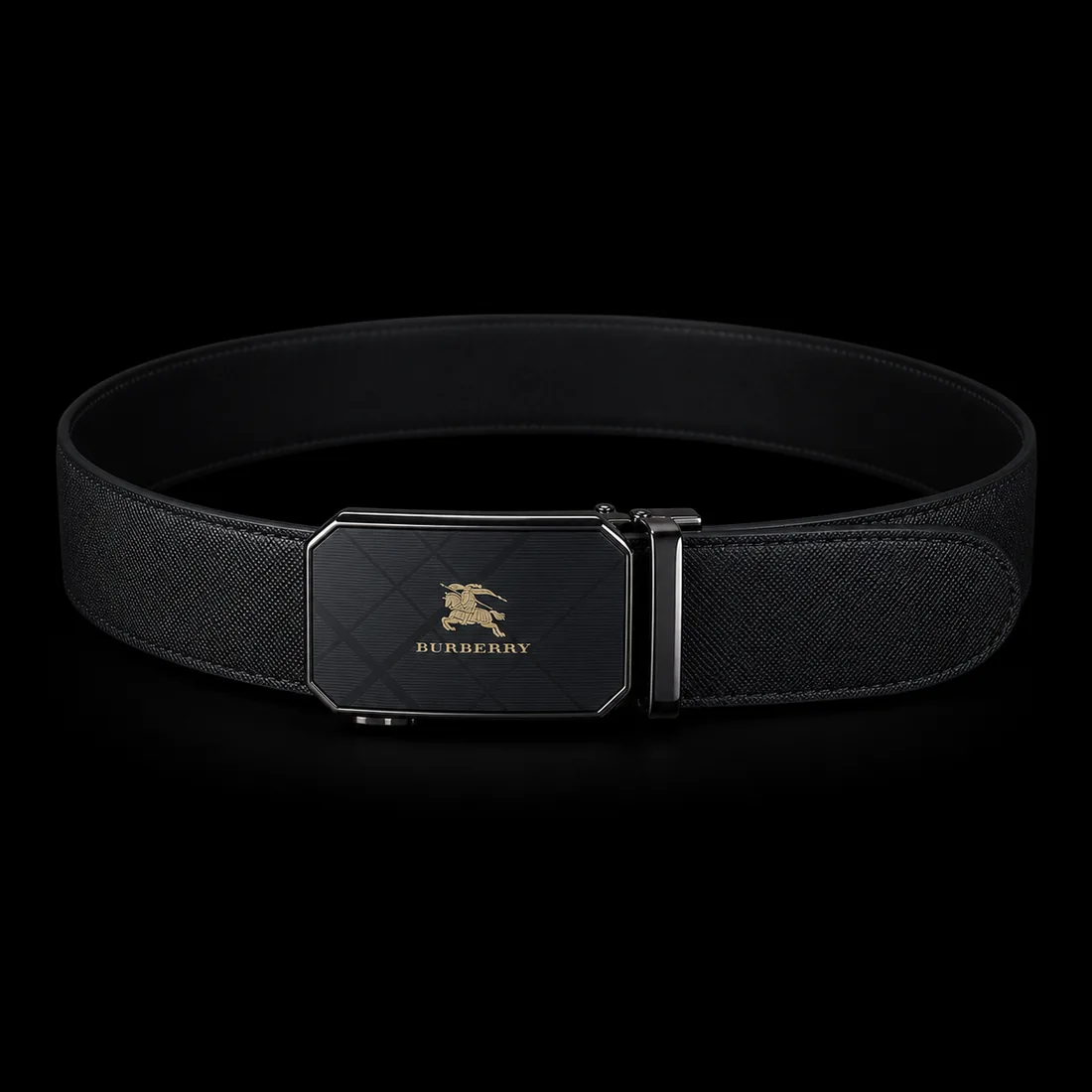 Leather Belt, Check Plaque Gold — Vault tier, The Outfit House