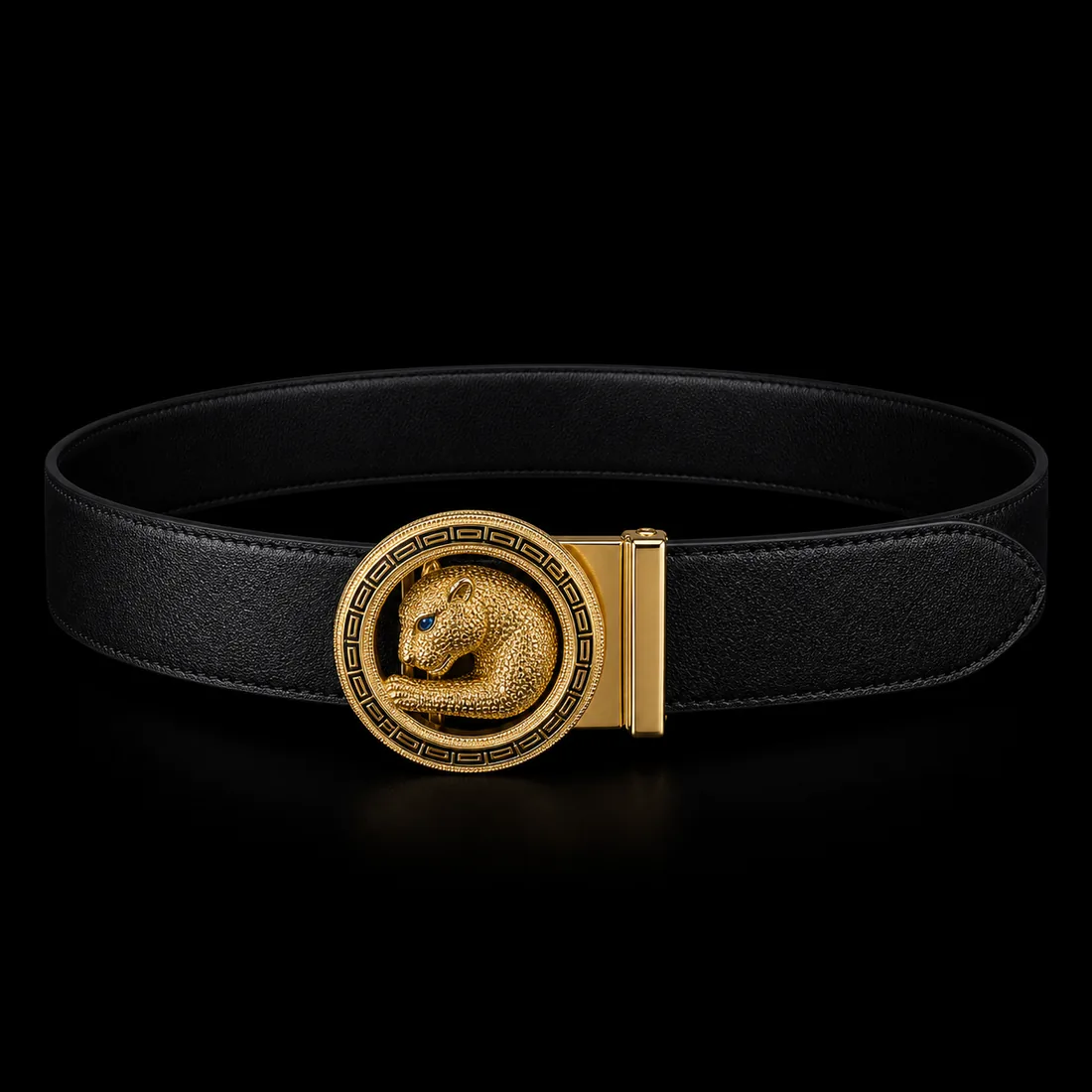 Leather Belt, Gold Cat Medallion — Vault tier, The Outfit House