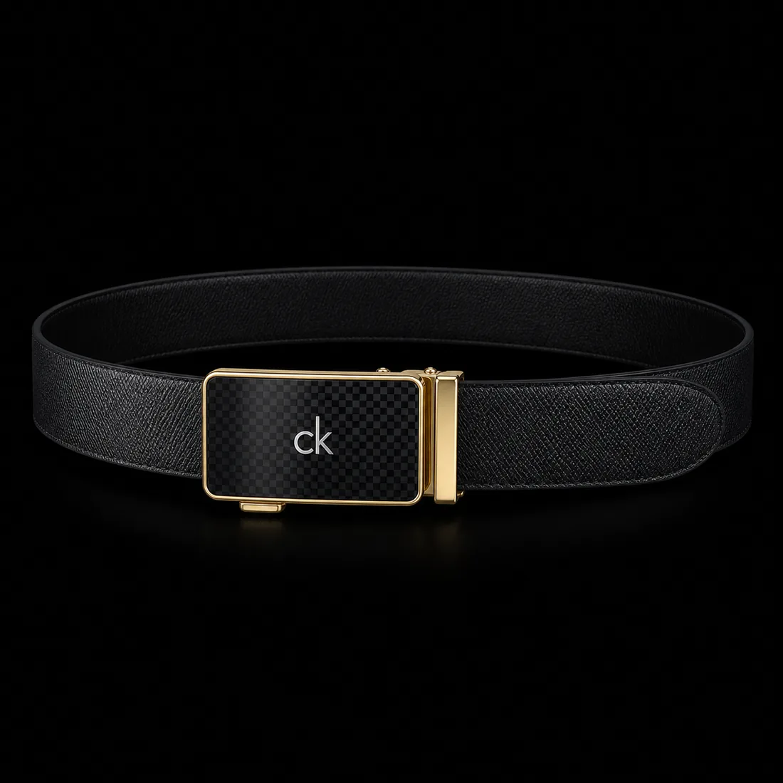 Leather Belt, Gold Frame Plaque — Standard tier, The Outfit House