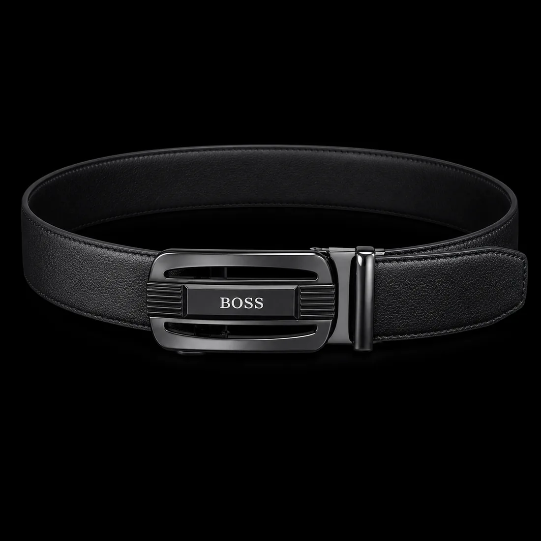 Leather Belt, Gunmetal Frame — Standard tier, The Outfit House
