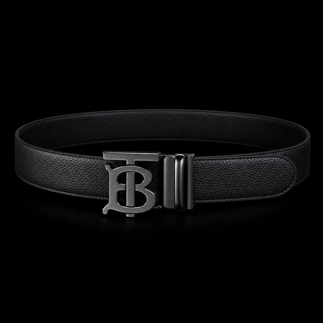 Leather Belt, Gunmetal Monogram — Vault tier, The Outfit House