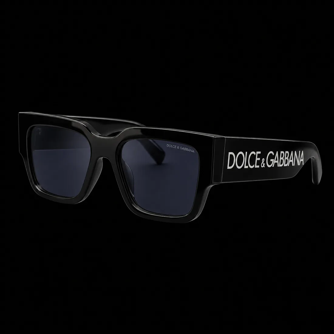 Sunglasses, Chunky Square Black Temple Blue Tint — Standard tier, The Outfit House
