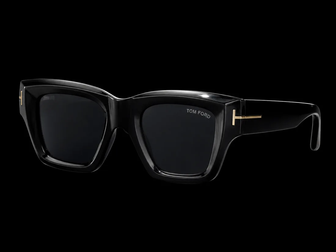 Sunglasses, Chunky Square Gold T-Hinge Black — Standard tier, The Outfit House