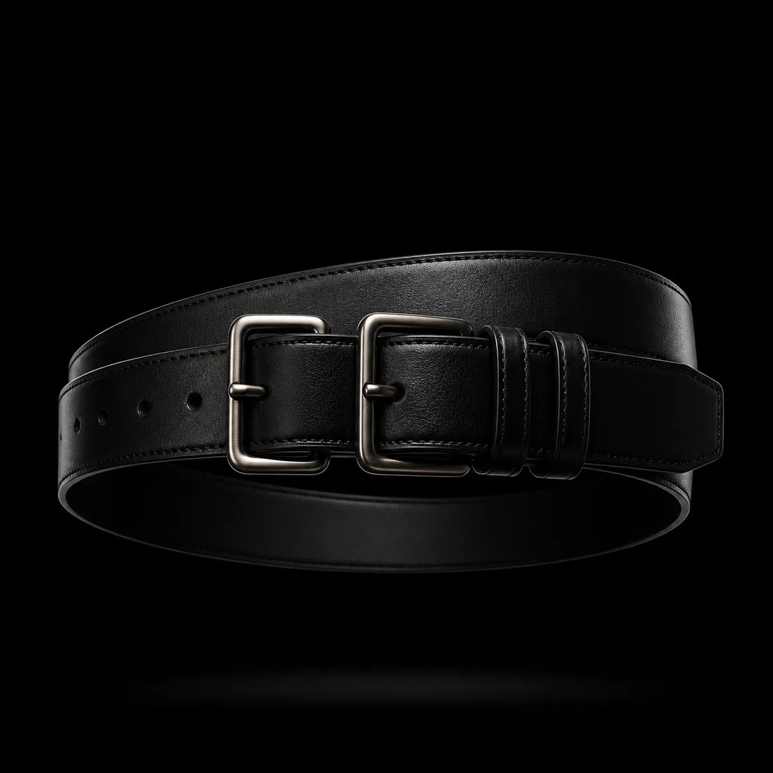 Double-Buckle Leather Belt — Standard tier, The Outfit House