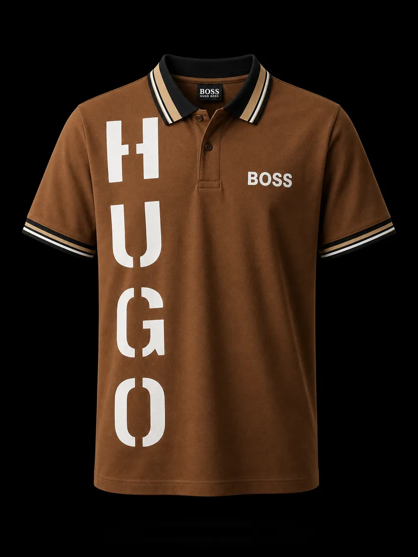 Collar Polo, Brown Vertical Wordmark — Standard tier, The Outfit House