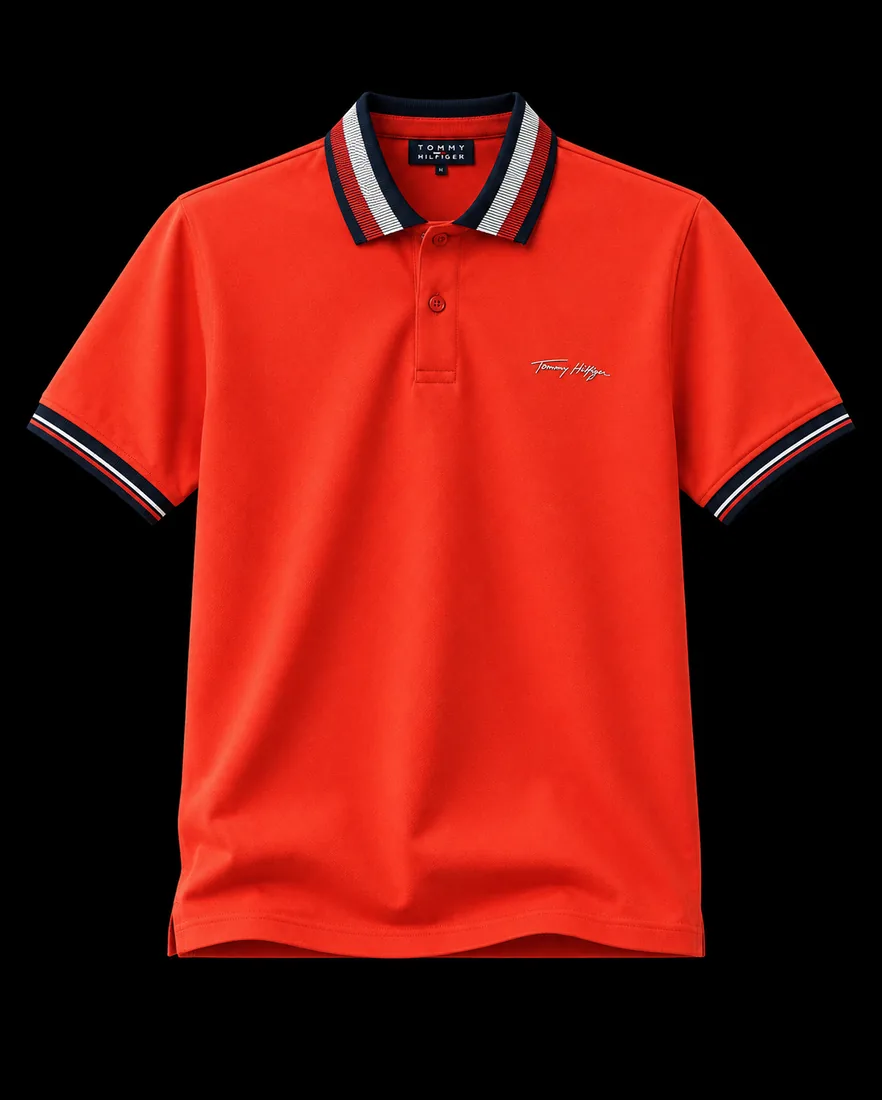 Collar Polo, Orange-Red Trim — Standard tier, The Outfit House
