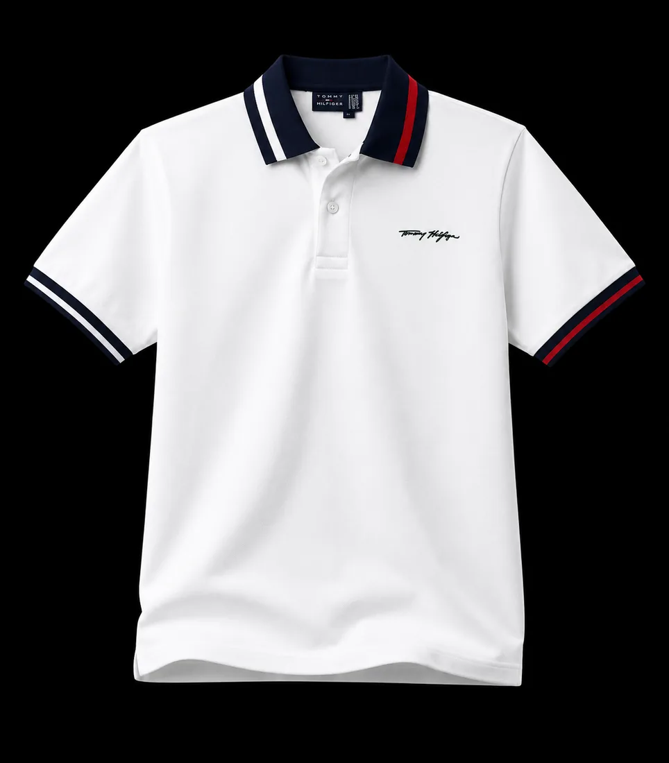 Collar Polo, White Navy Trim — Standard tier, The Outfit House
