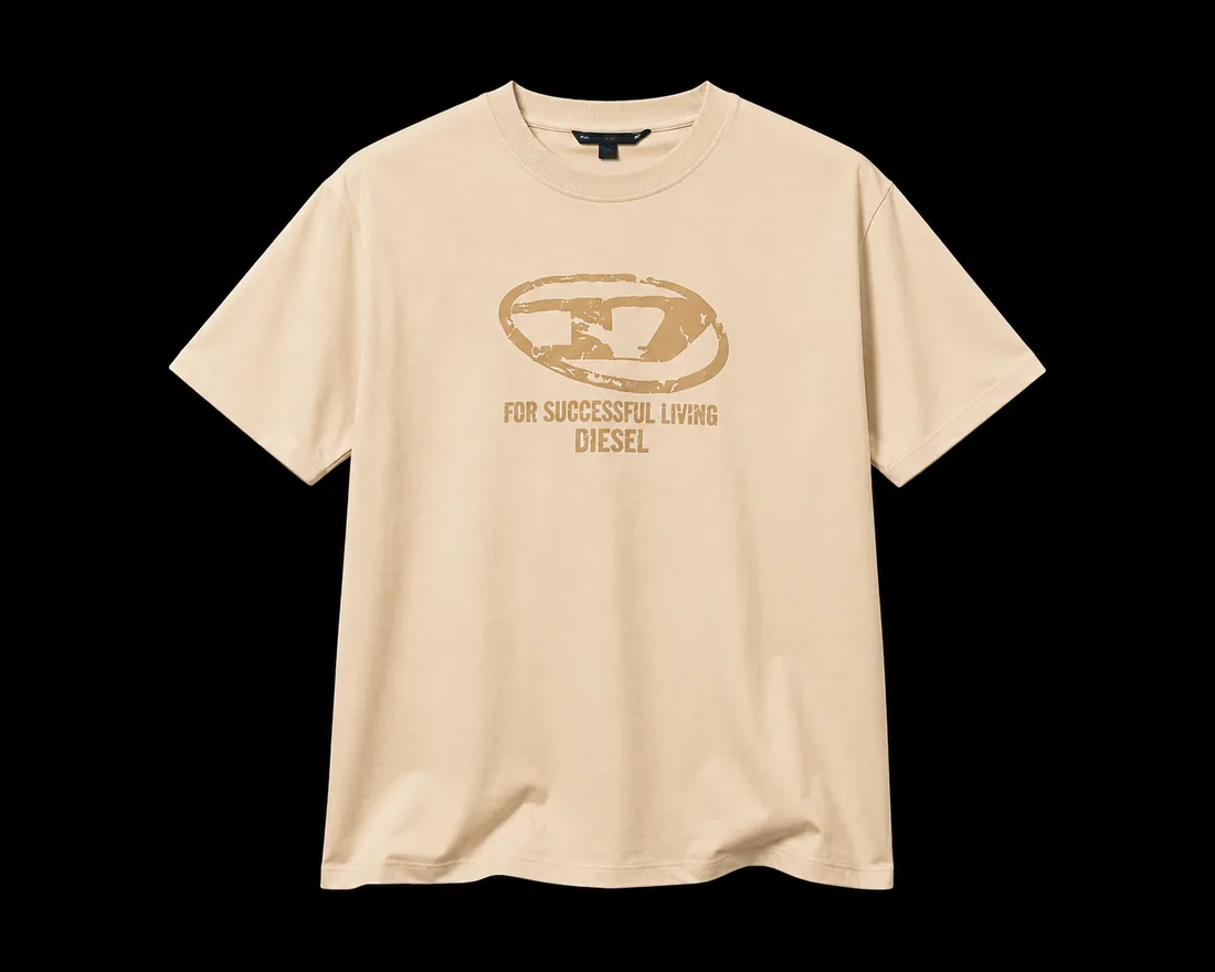 Graphic Tee, Beige Oval Chest Print — Standard tier, The Outfit House