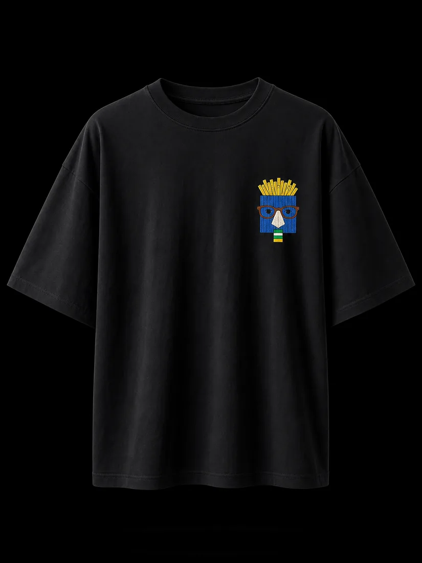 Graphic Tee, Black Fries Chest Print — Standard tier, The Outfit House