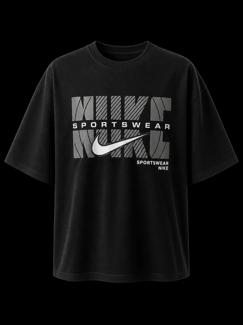Graphic Tee, Black Sport Block Print — Standard tier, The Outfit House