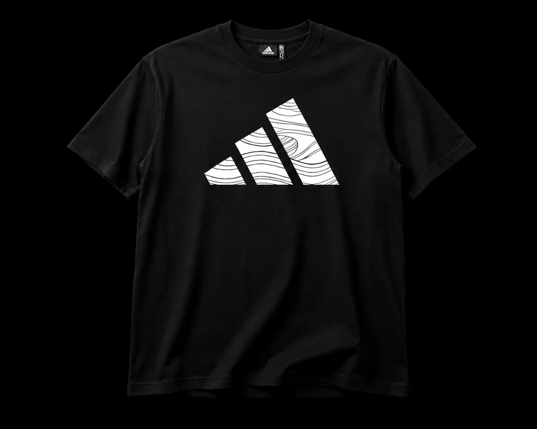 Graphic Tee, Black Wave Logo Chest Print — Standard tier, The Outfit House