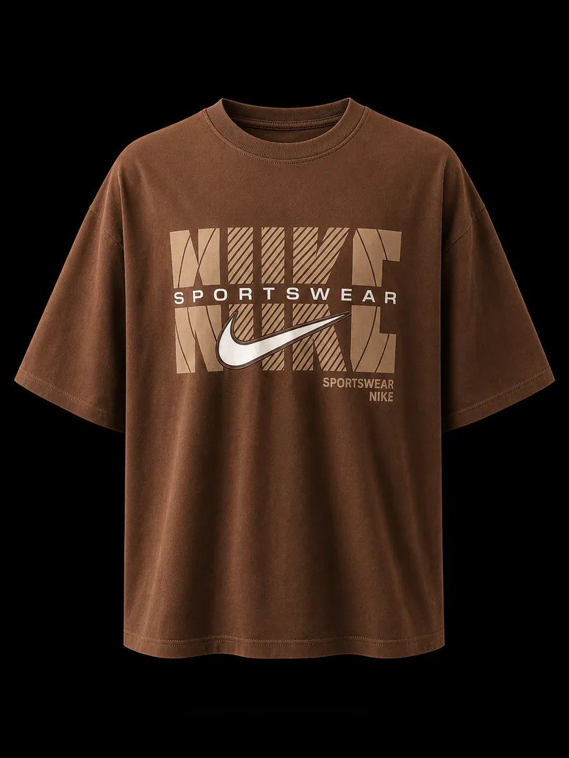 Graphic Tee, Brown Sport Block Print — Standard tier, The Outfit House