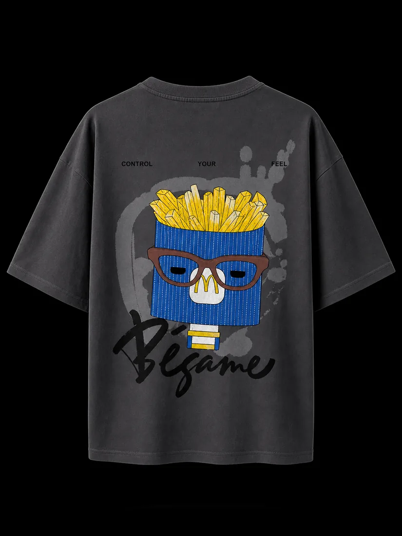 Graphic Tee, Charcoal Fries Back Print — Standard tier, The Outfit House