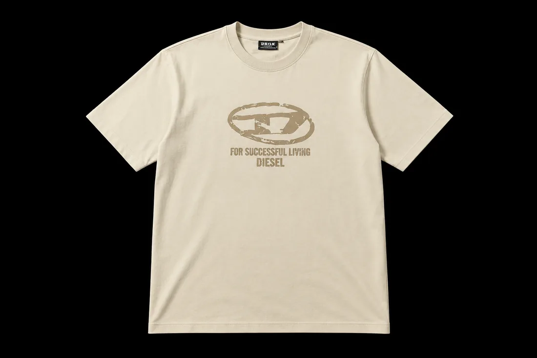 Graphic Tee, Cream Oval Chest Print — Standard tier, The Outfit House