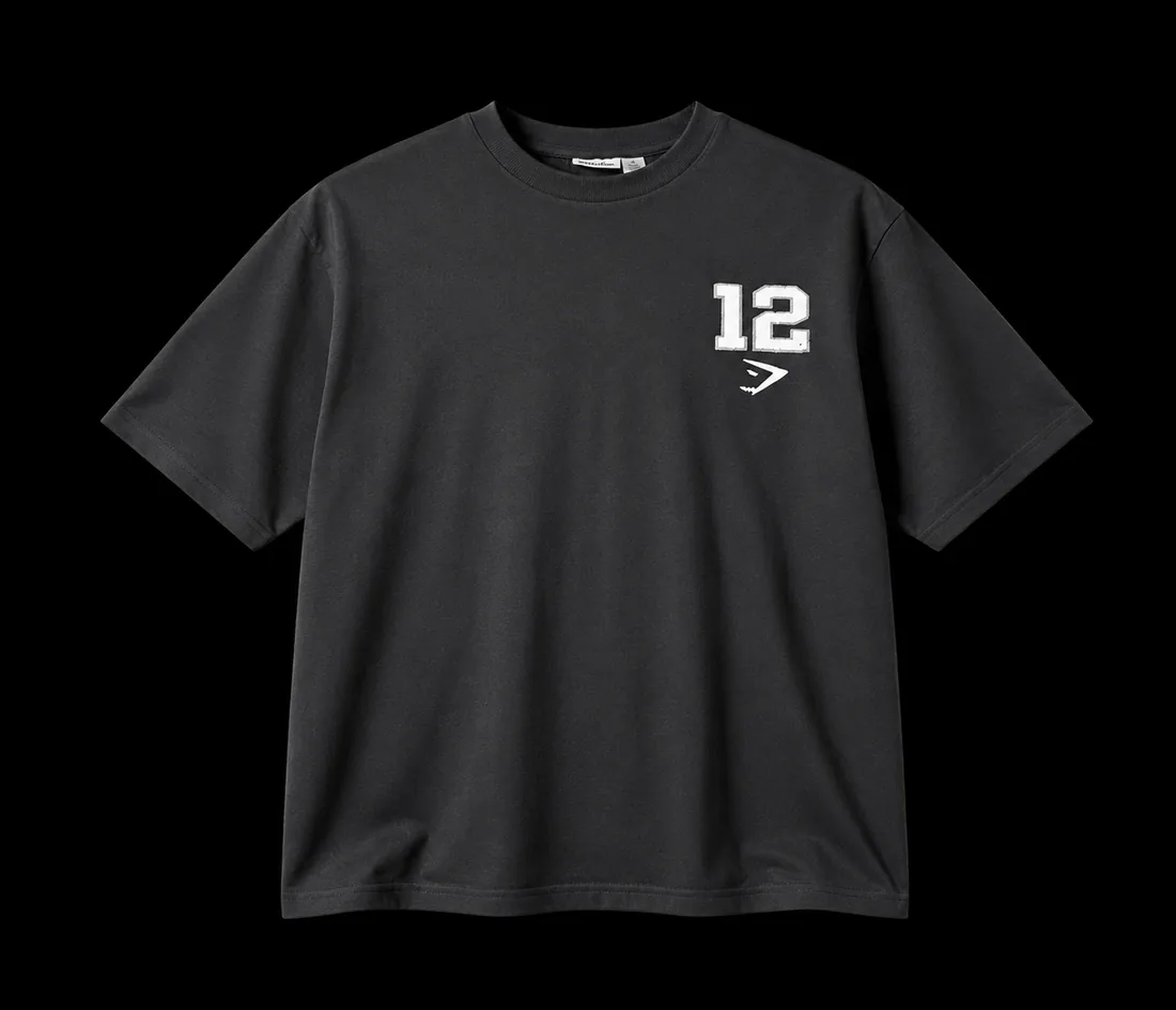 Graphic Tee, Dark Grey Varsity 12 Chest Print — Standard tier, The Outfit House