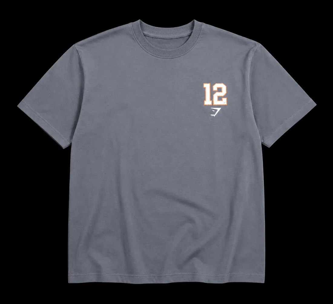Graphic Tee, Grey Varsity 12 Chest Print — Standard tier, The Outfit House