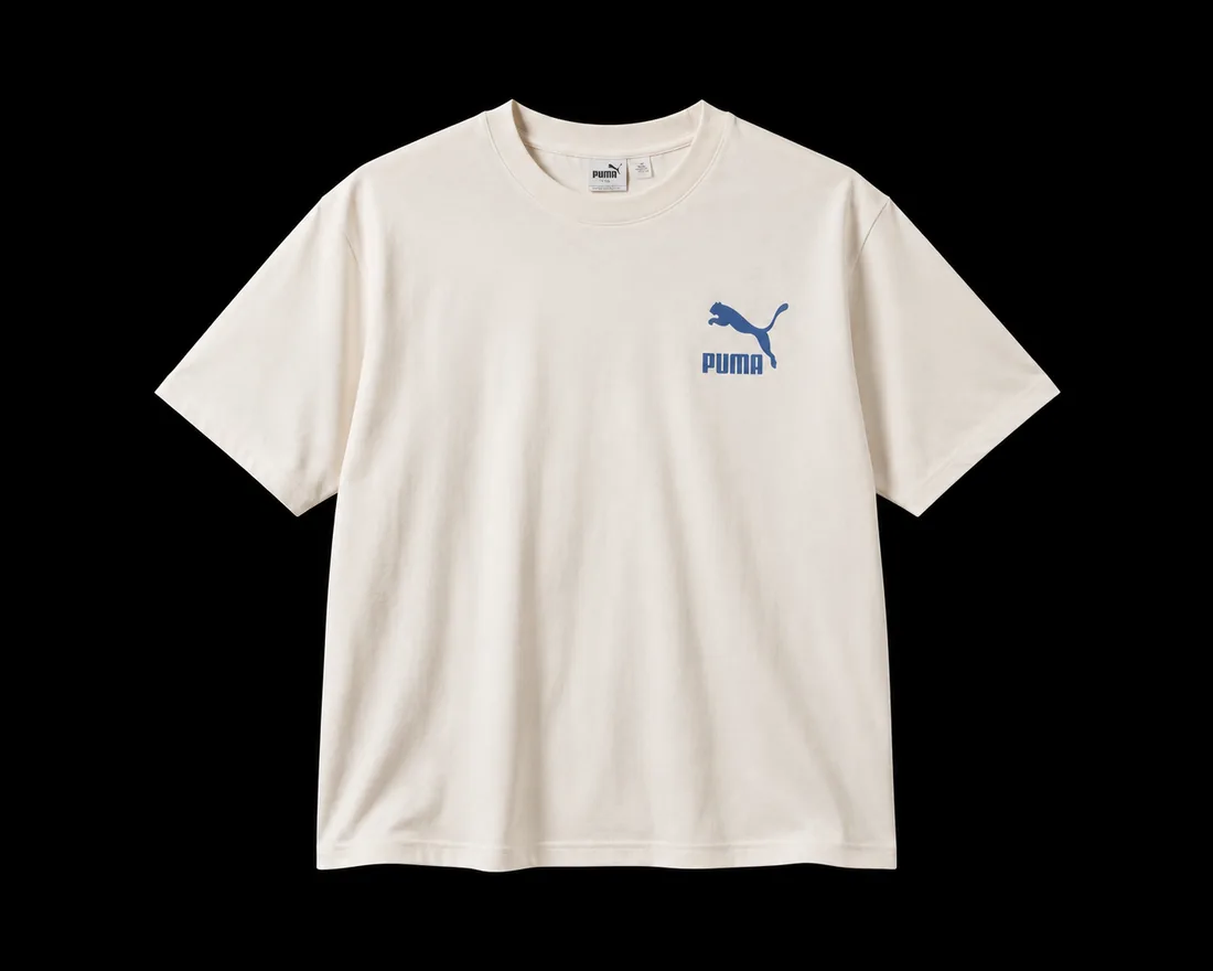 Graphic Tee, Off-White Leaping Cat Chest Print — Standard tier, The Outfit House