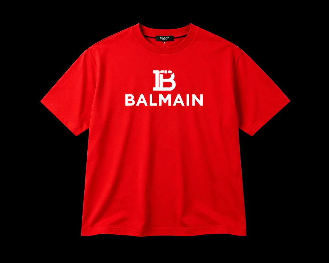 Graphic Tee, Red Monogram Chest Print — Standard tier, The Outfit House