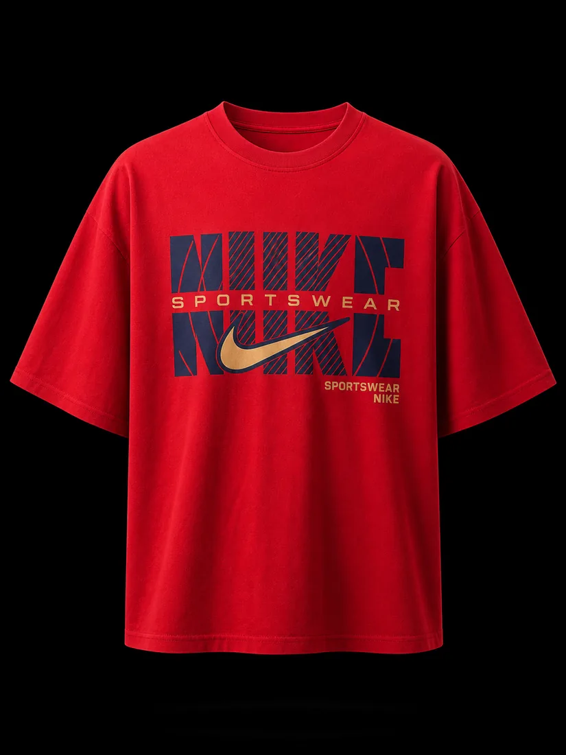 Graphic Tee, Red Sport Block Print — Standard tier, The Outfit House