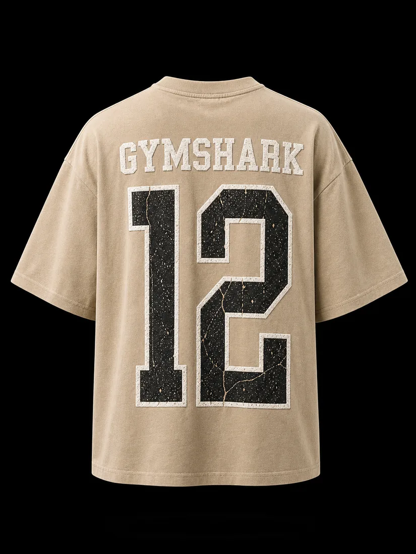 Graphic Tee, Tan Varsity 12 Back Print — Standard tier, The Outfit House