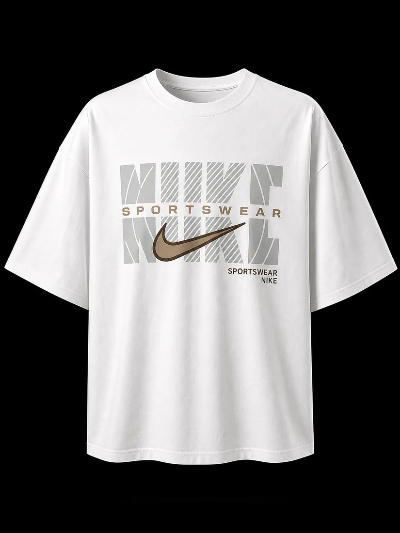 Graphic Tee, White Sport Block Print — Standard tier, The Outfit House