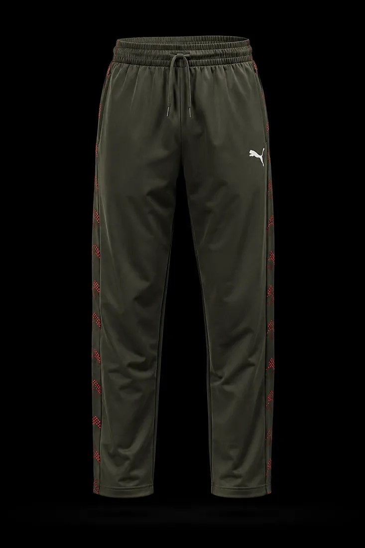 Track Pants, Olive Green Side Stripe — Standard tier, The Outfit House